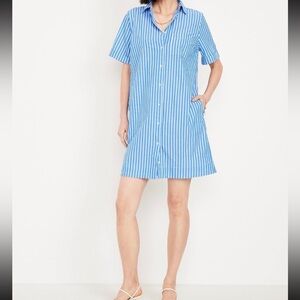 Old Navy Stripped Mini Shirt Dress Women’s Medium Beachy Getaway
